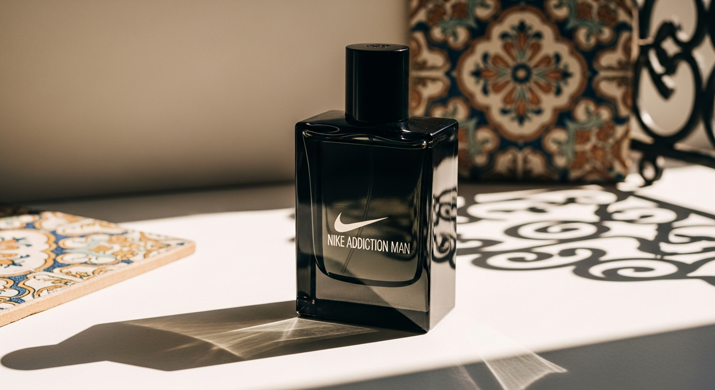 Nike Addiction Man Eau de Toilette 100ml bottle with bold masculine branding and seductive fragrance packaging design