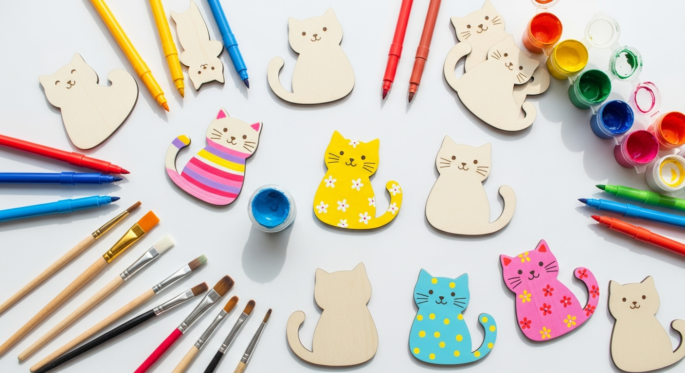 VBS Wooden Figure Cat craft blank ready for creative decoration projects