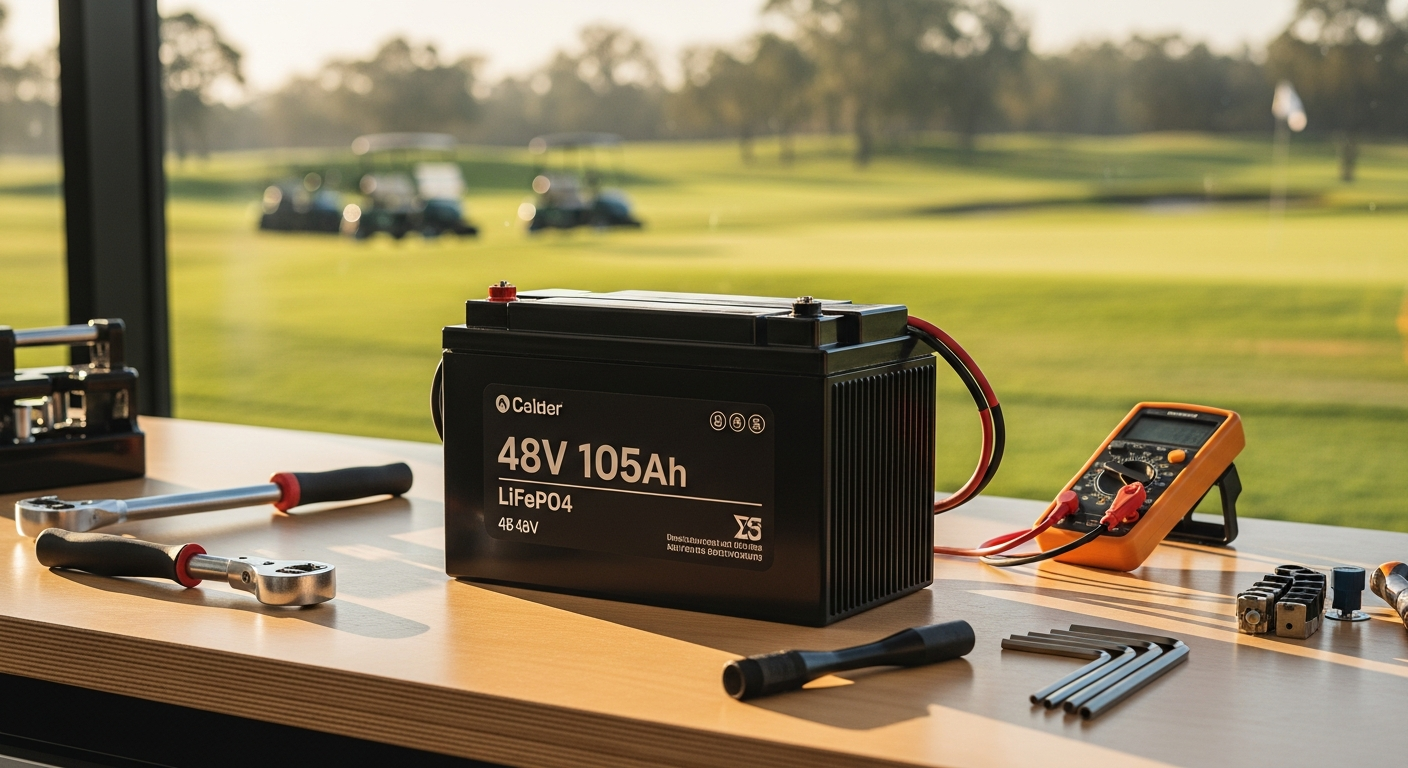 Vatrer 48V 105Ah LiFePO4 golf cart battery with LCD display and management system