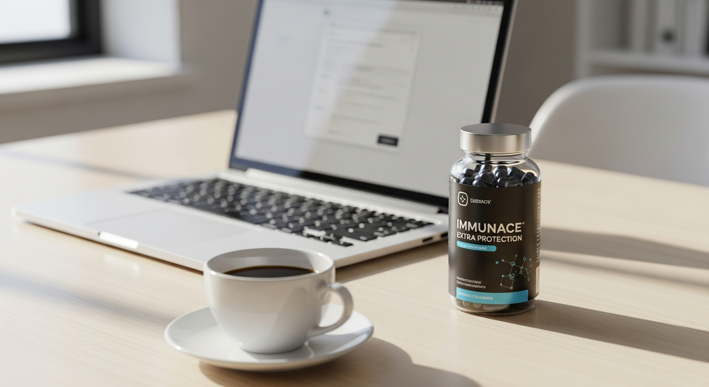 Vitabiotics Immunace Extra Protection supplement bottle with micronutrient formula displayed