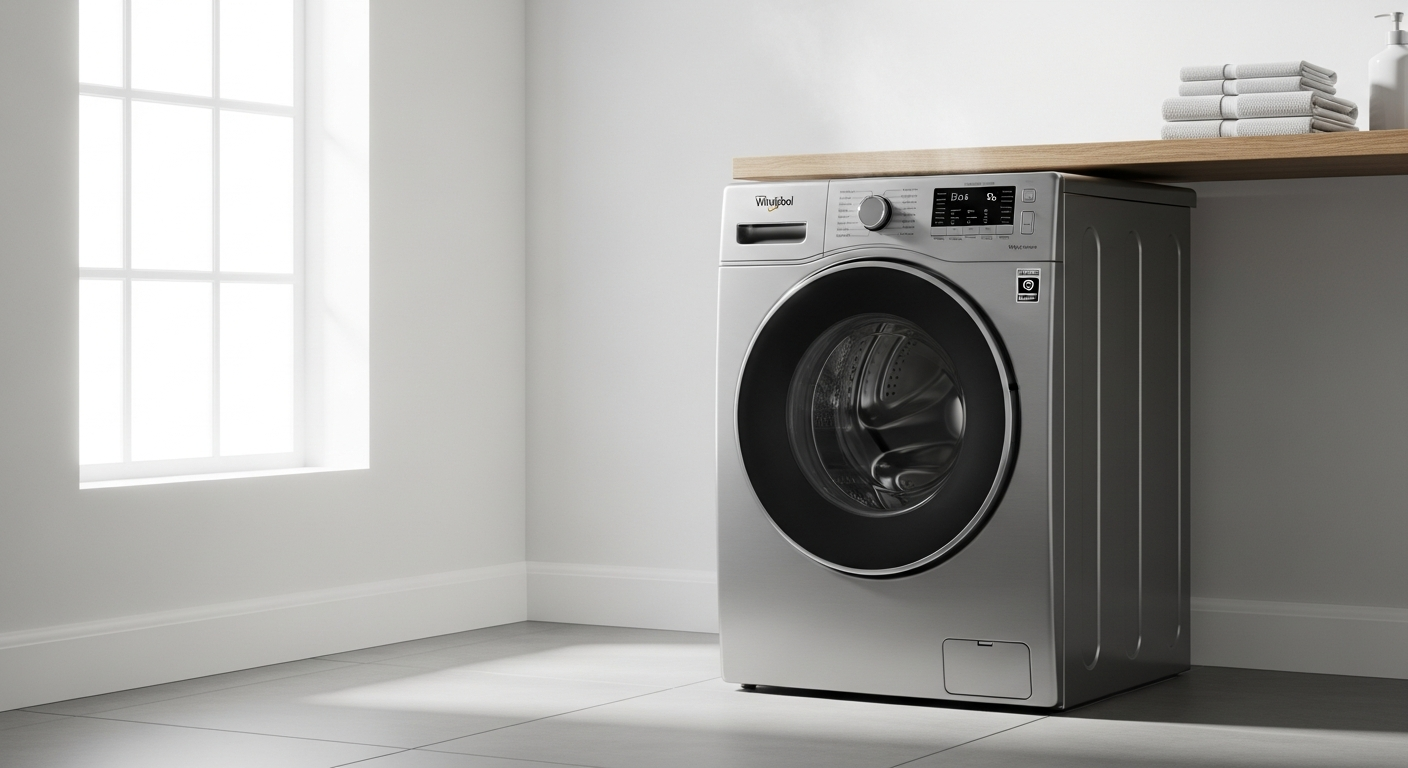 Whirlpool Supreme Silence W8X89ADSILENCEFR front-loading washing machine in modern laundry room