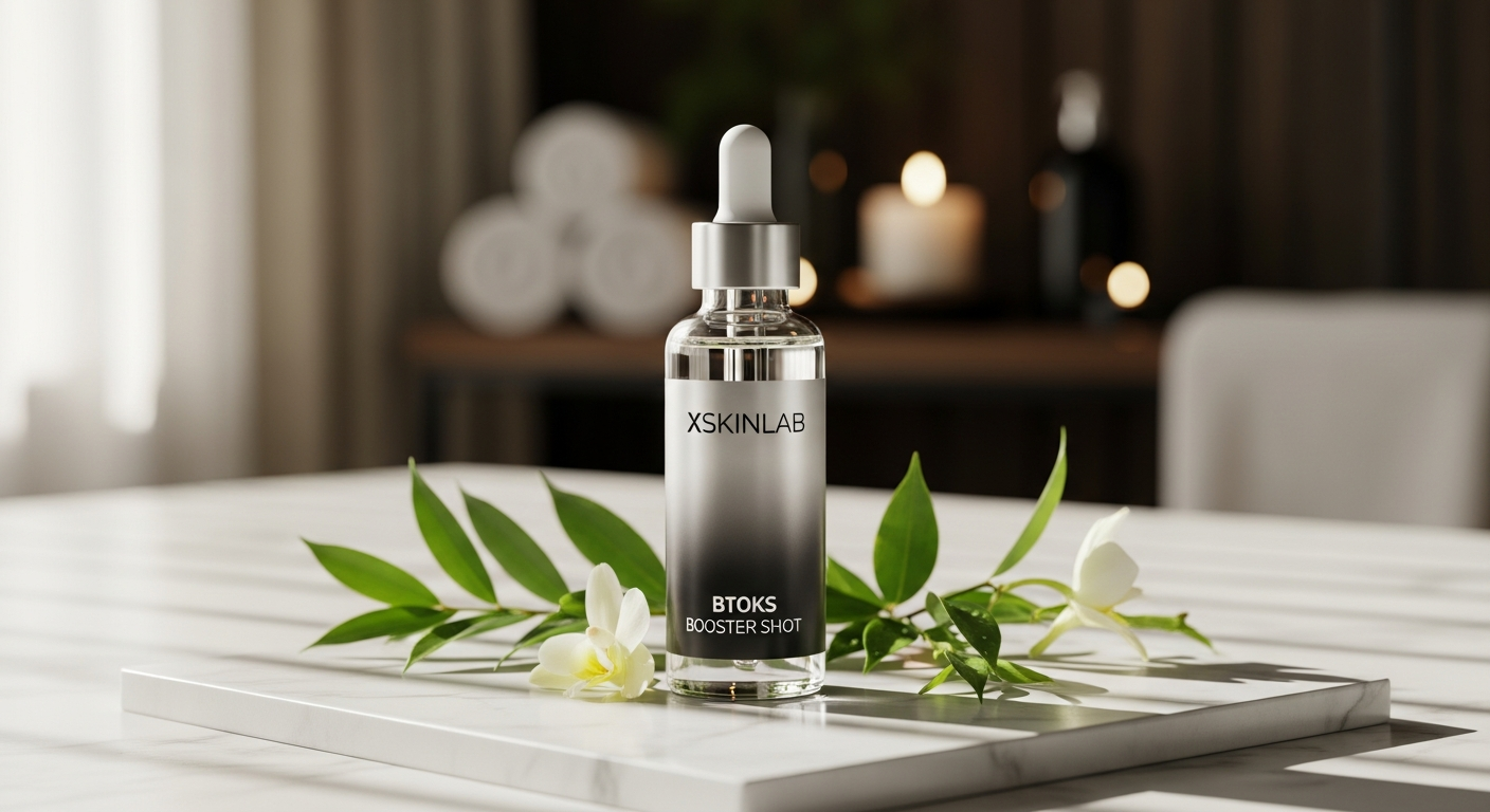 XSkinlab B SHOT Btoks Booster Shot anti-aging serum bottle with dropper on white background