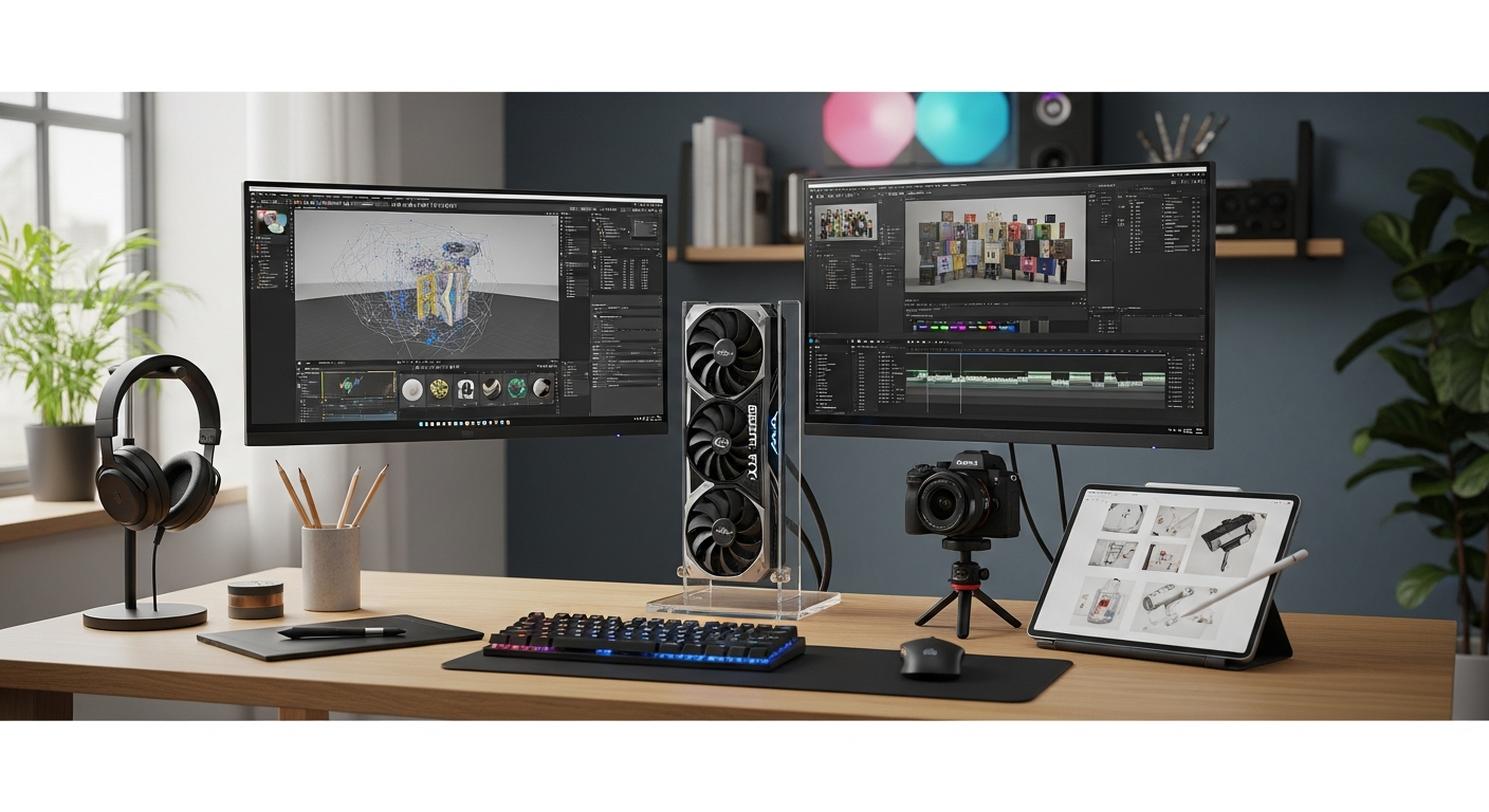 NVIDIA GeForce RTX graphics card in professional workstation setup for content creation
