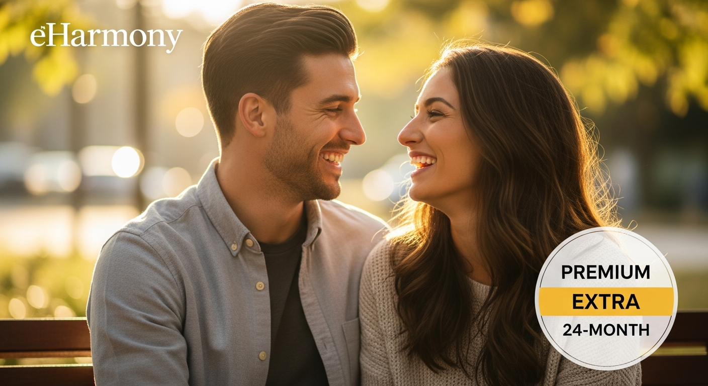 eHarmony Premium Extra 24-month membership plan interface showing compatibility matching features