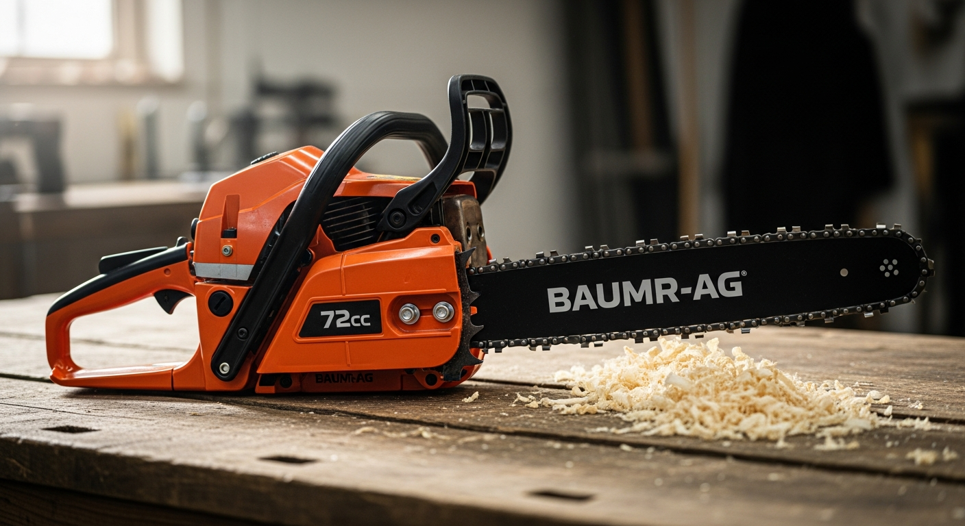 BAUMR-AG 72cc petrol chainsaw with 24-inch bar for professional forestry work