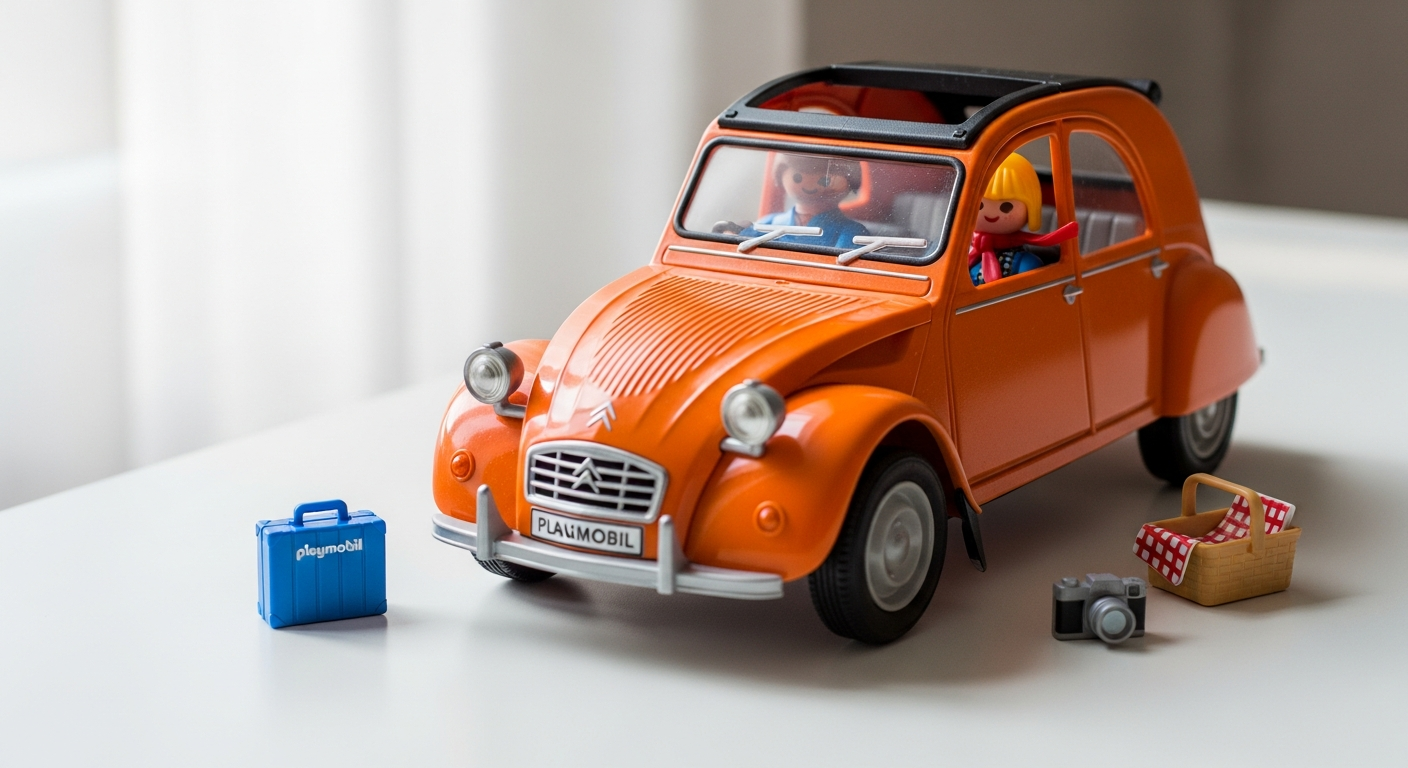 Playmobil Citroën 2CV 6 Spécial toy car with included figures and accessories
