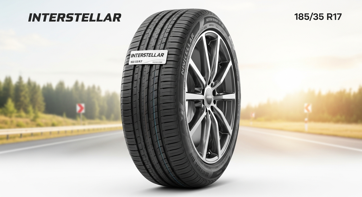 Star Performer Interstellar summer tire close-up showing tread pattern and sidewall markings