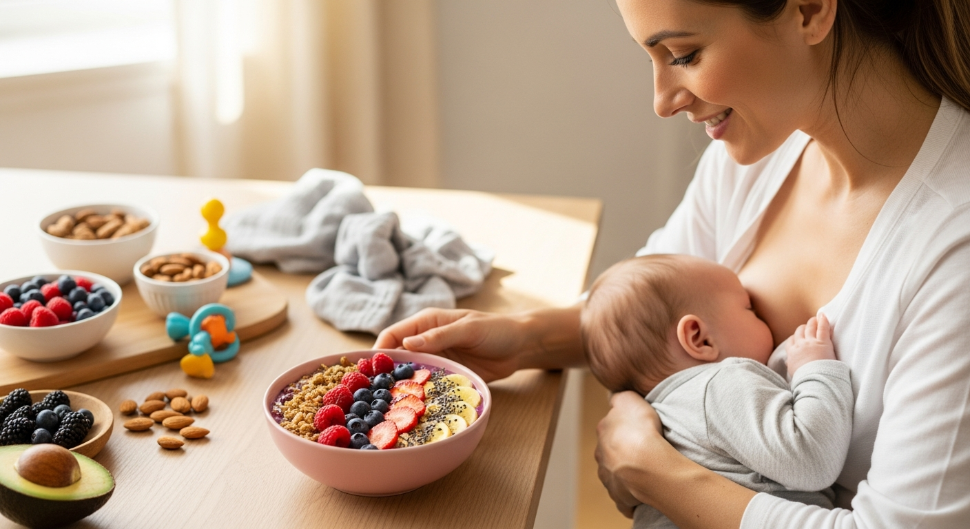 Healthy Mummy Smoothies for Breastfeeding Mums prepared with nutritious fruits and wholesome ingredients for a balanced daily diet.