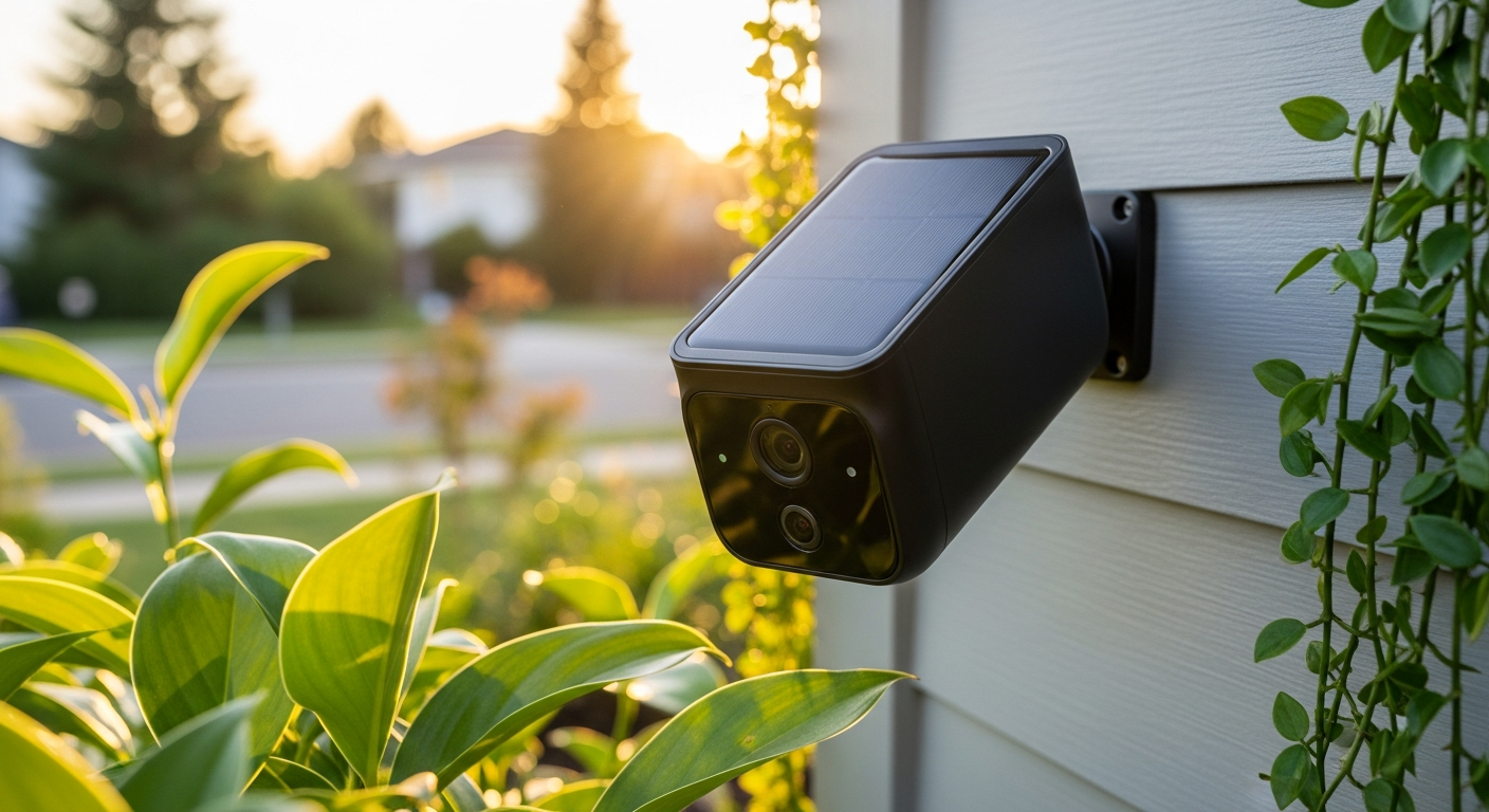 eufy SoloCam S340 dual-lens solar security camera mounted on white exterior wall