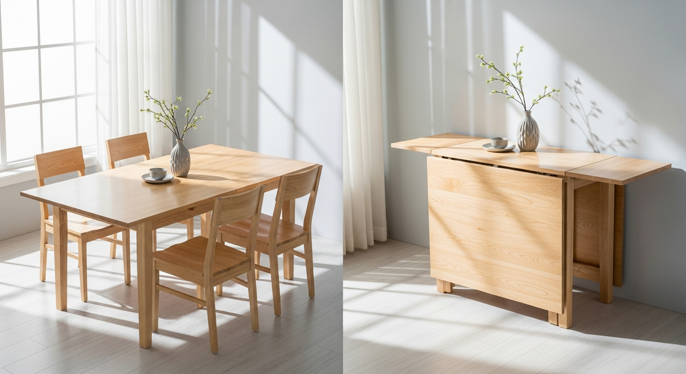 HOMCOM black folding dining table with drop leaves and integrated storage shelves