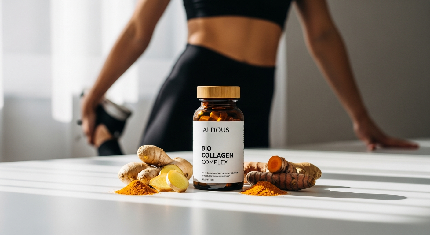 Aldous Bio Hydrolyzed Collagen Complex supplement capsules with joint health support ingredients
