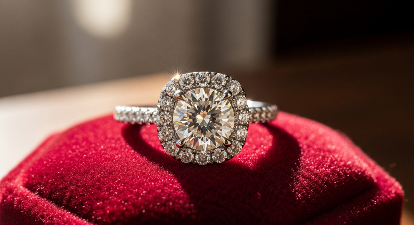 Promets Moi Diamond Halo Ring luxury engagement ring with 18-carat gold setting