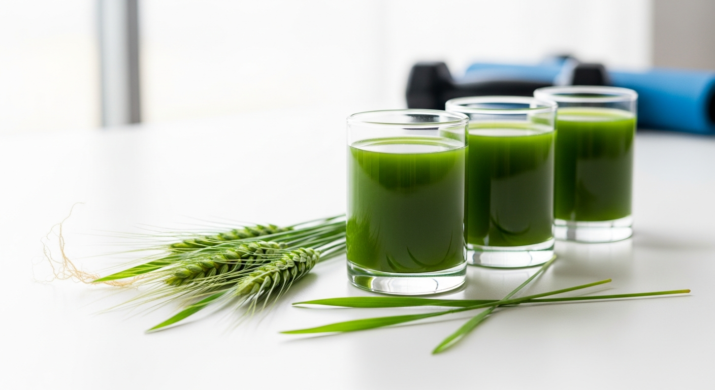 Organic wheatgrass juice shots in frozen format for athletic recovery and performance