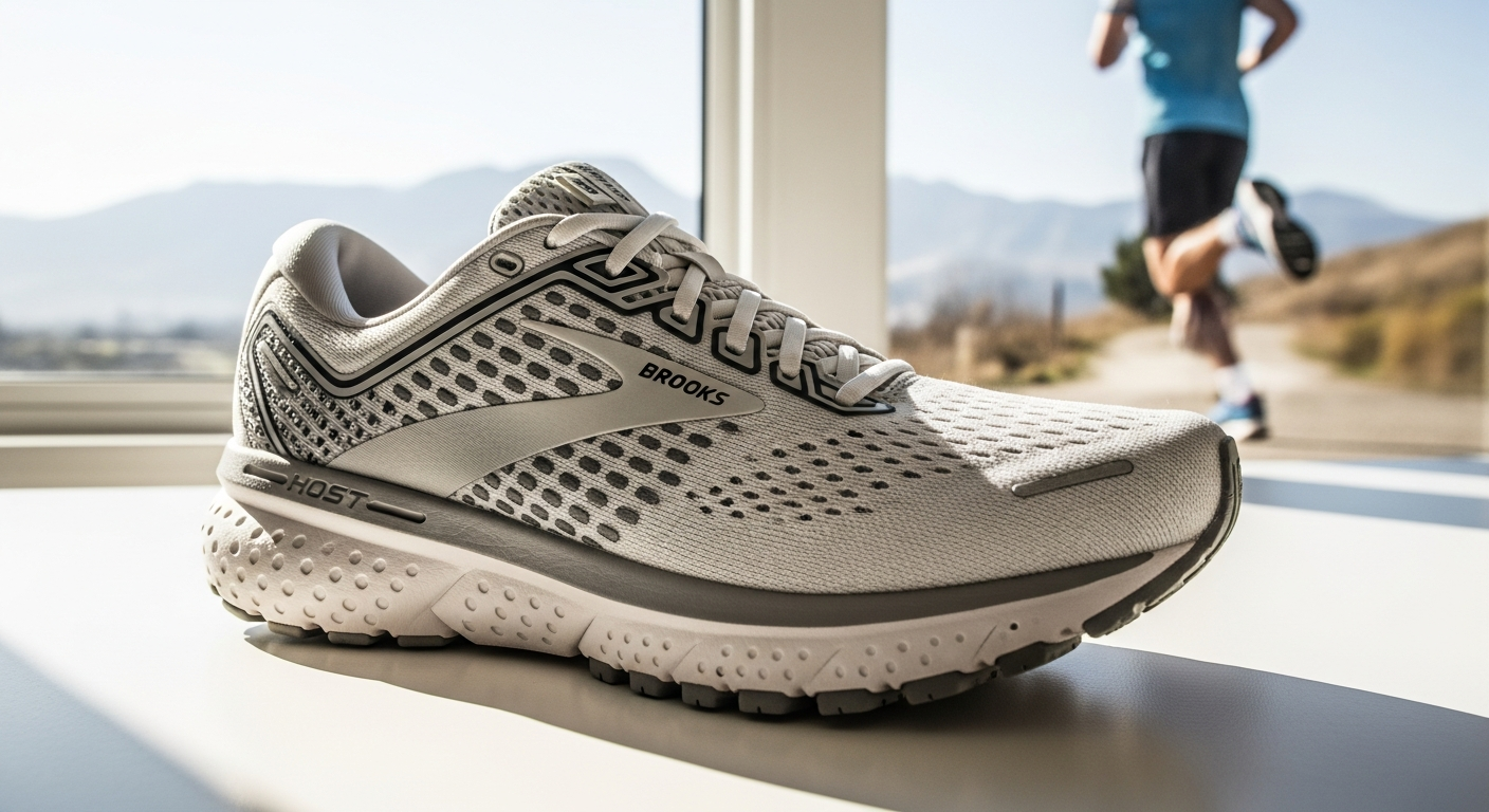 Brooks Ghost 18 neutral running shoe displayed on white background showing side profile