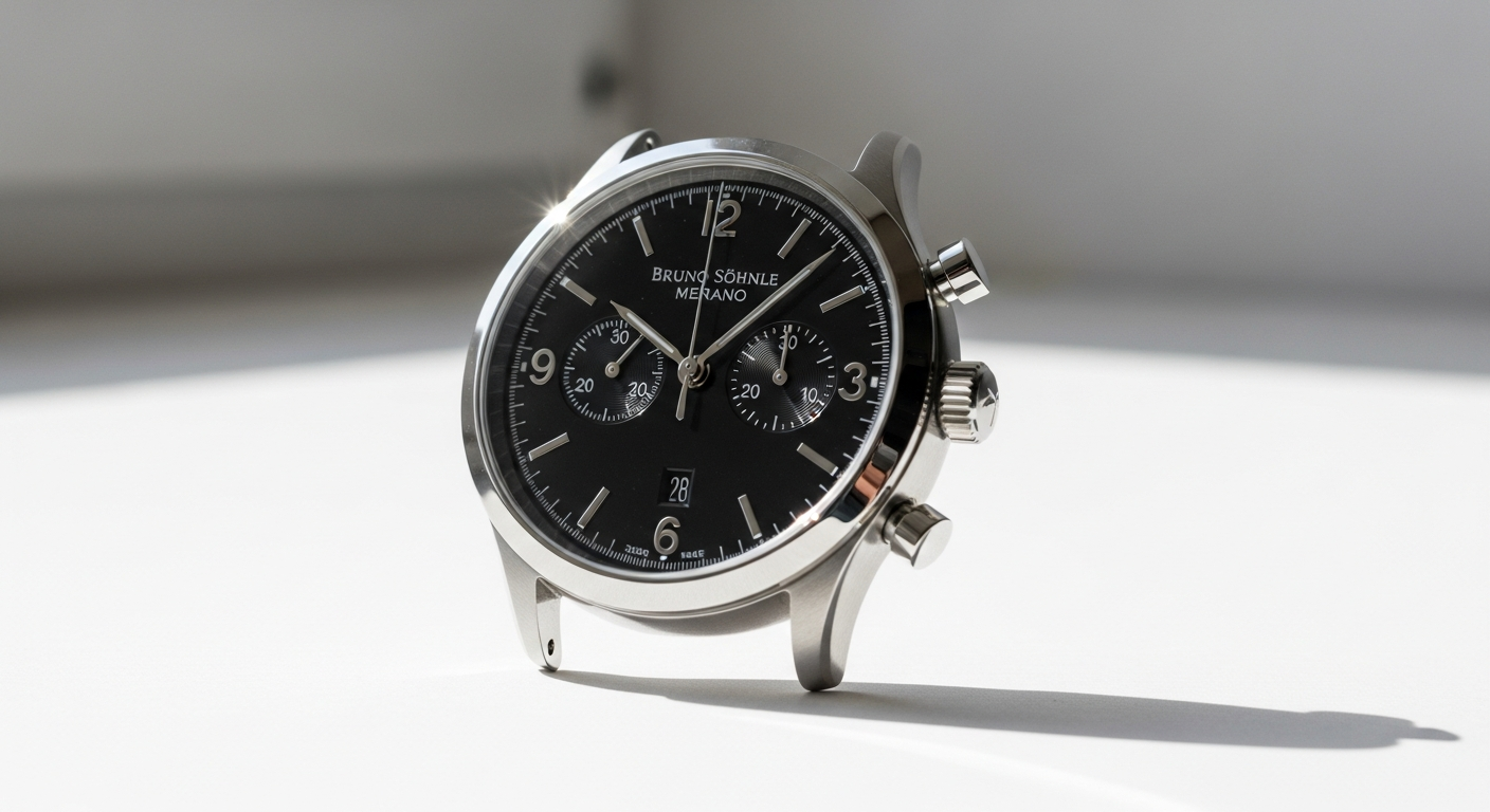 Bruno Söhnle Merano Chronograph Watch with moss green dial and mahogany leather strap