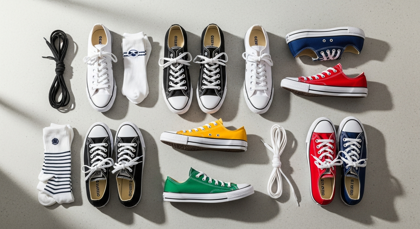 Colorful Converse Chuck Taylor All Star sneakers displayed on white background