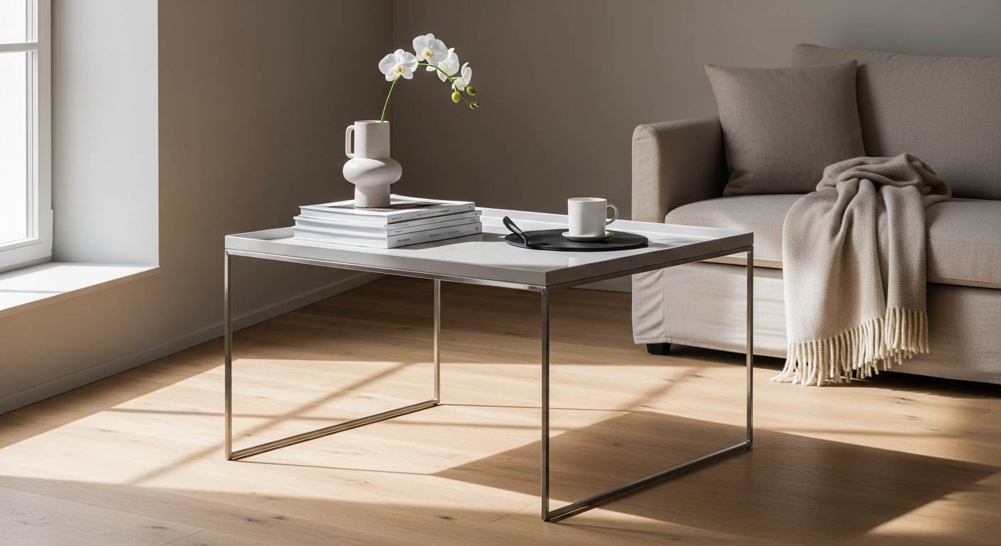 Minimalist Kartell Trays Table by Piero Lissoni in transparent design with metallic frame