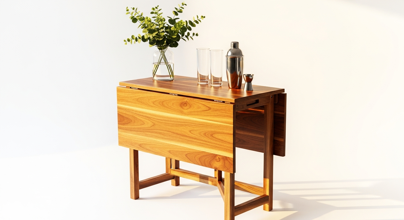 CASARIA Acacia Wood Folding Bar Table on compact patio space