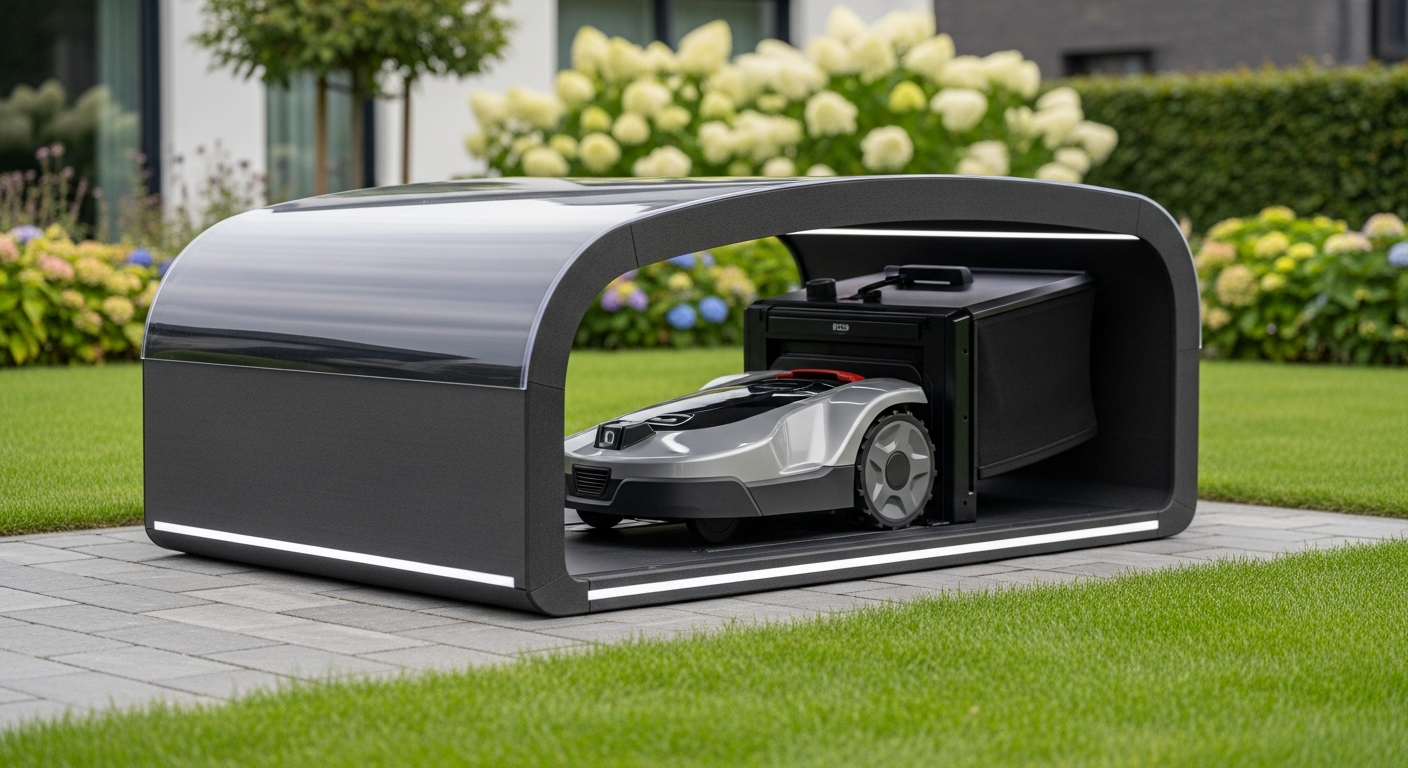 Gardebruk Robotmaaier Garage Antraciet Metaal galvanized steel robot mower shelter with monopitch roof design