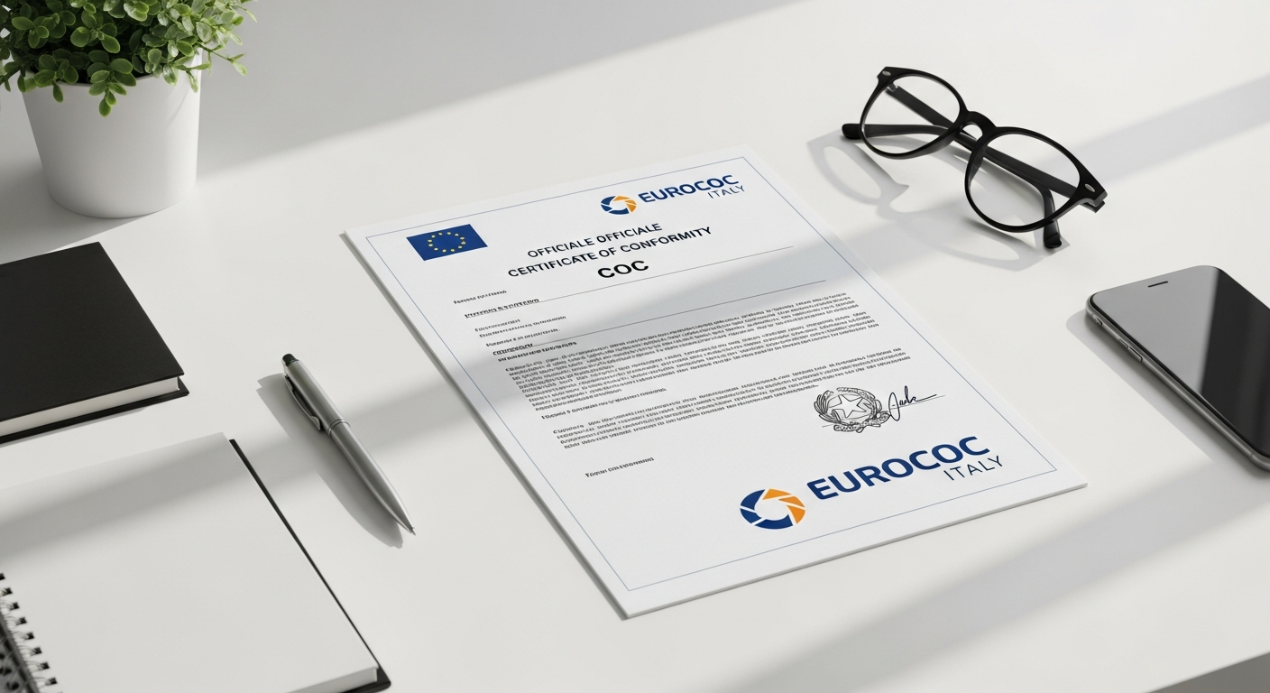 Official Vehicle Certificate of Conformity document with EU compliance specifications and manufacturer authentication details