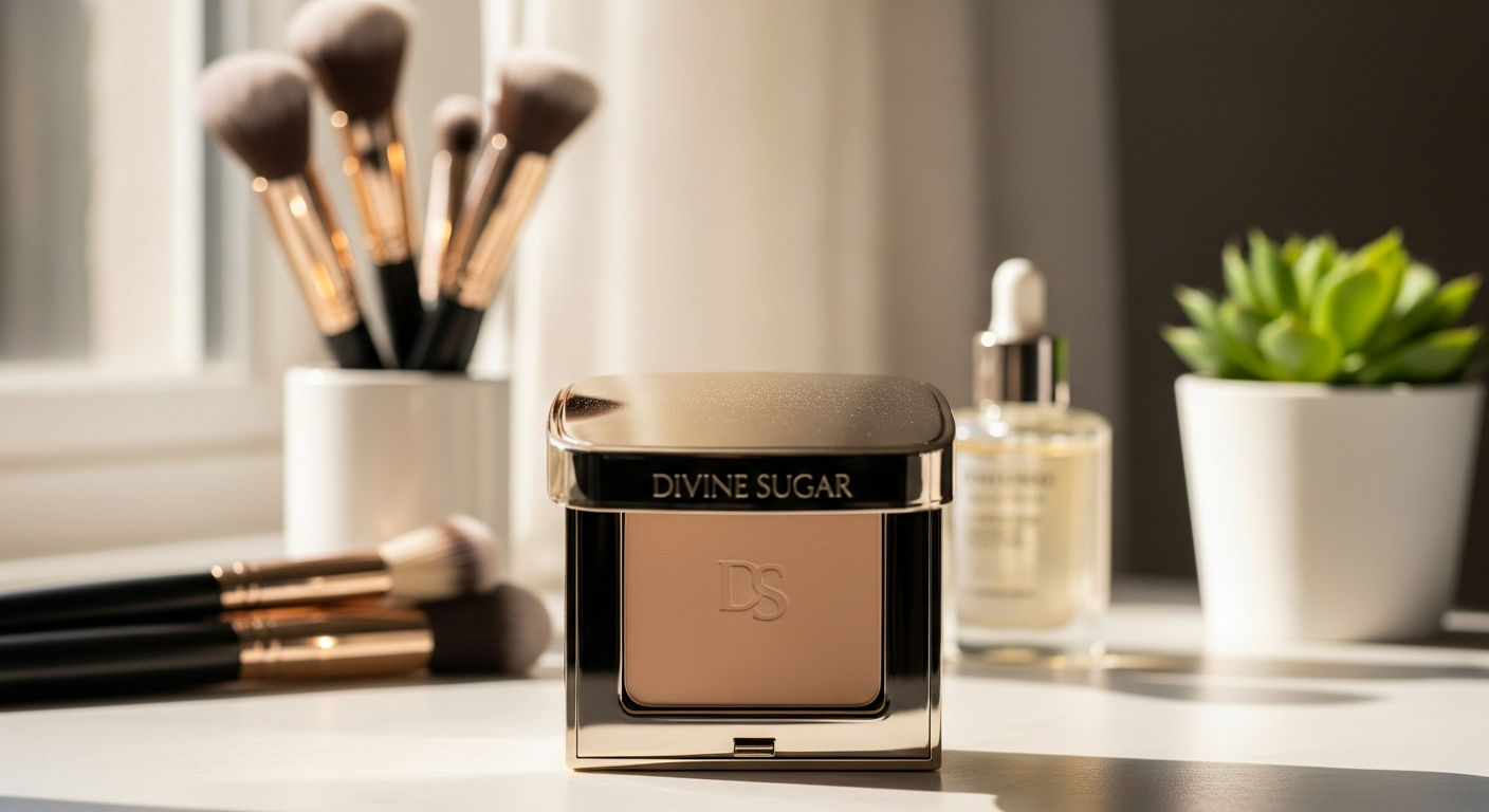 Extralandia Divine Sugar Pressed Powder compact in multiple shade swatches displayed