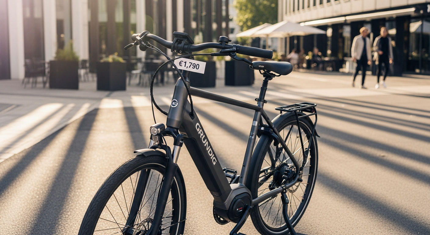 GRUNDIG GCB-1 urban e-bike with suspension fork and hybrid frame design
