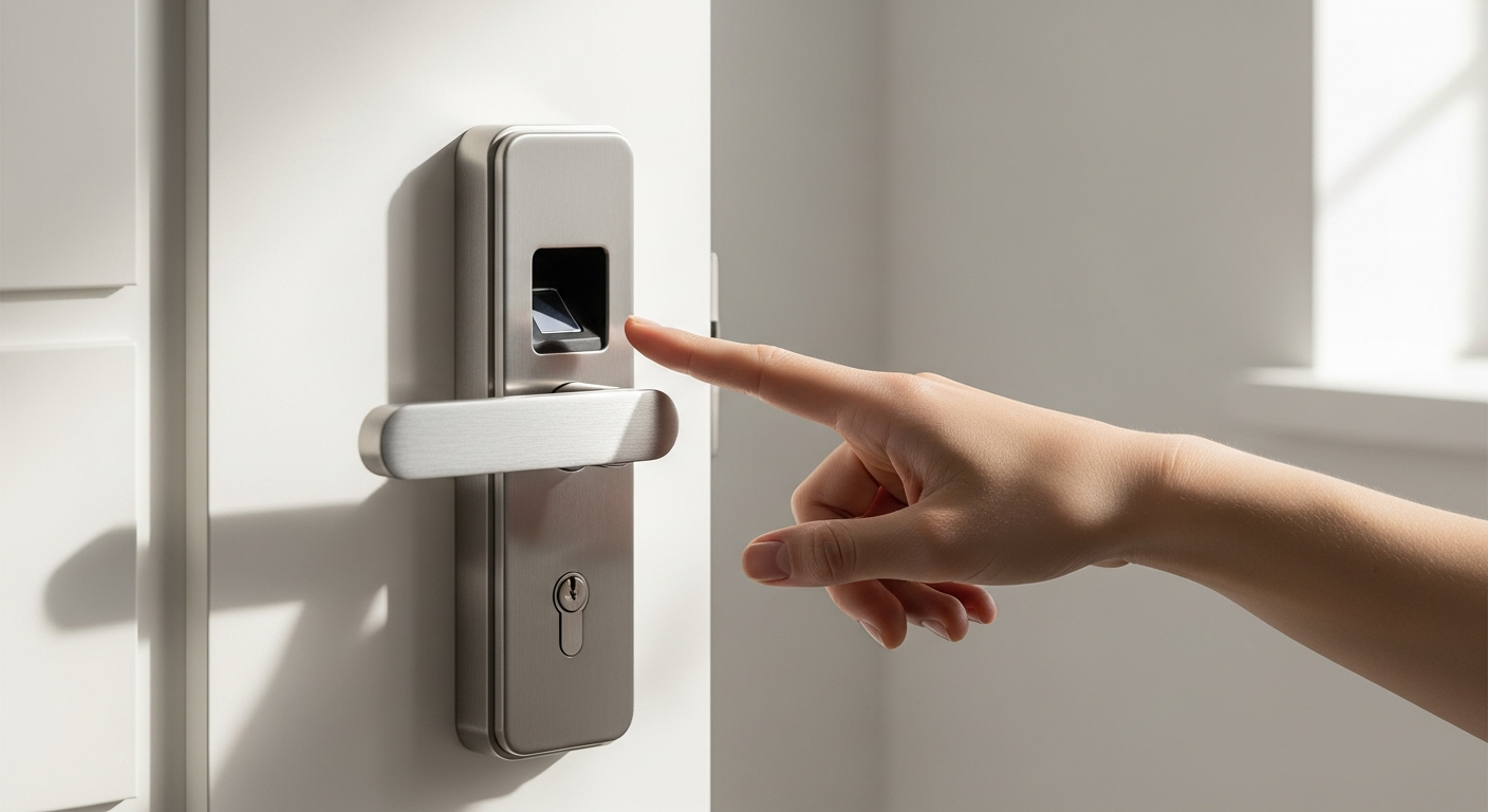 GHome Smart Fingerprint Door Lock KD30 mounted on residential front door