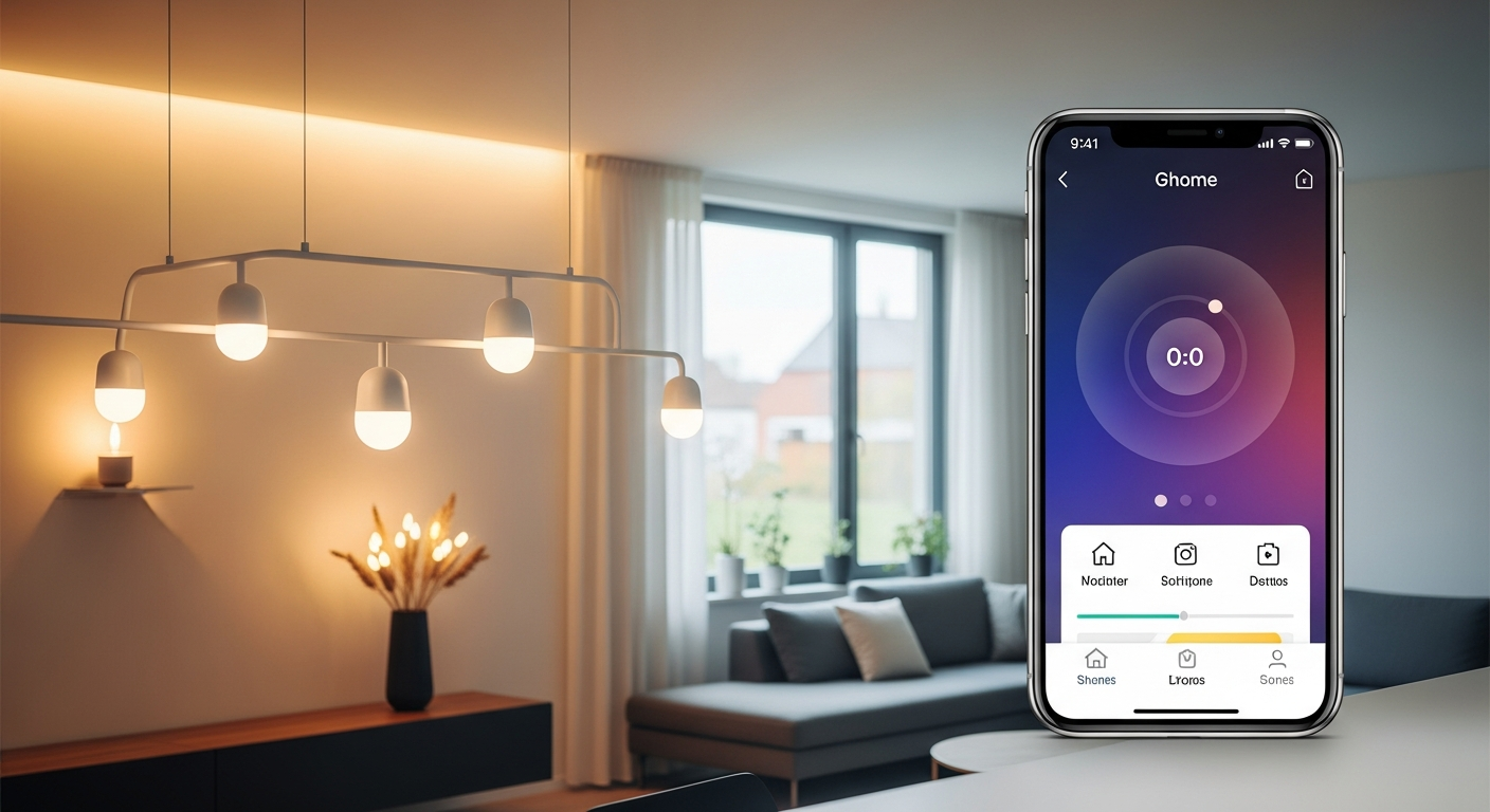 Ghome Smart Dimmable LED Bulb LB1 in modern white light fixture
