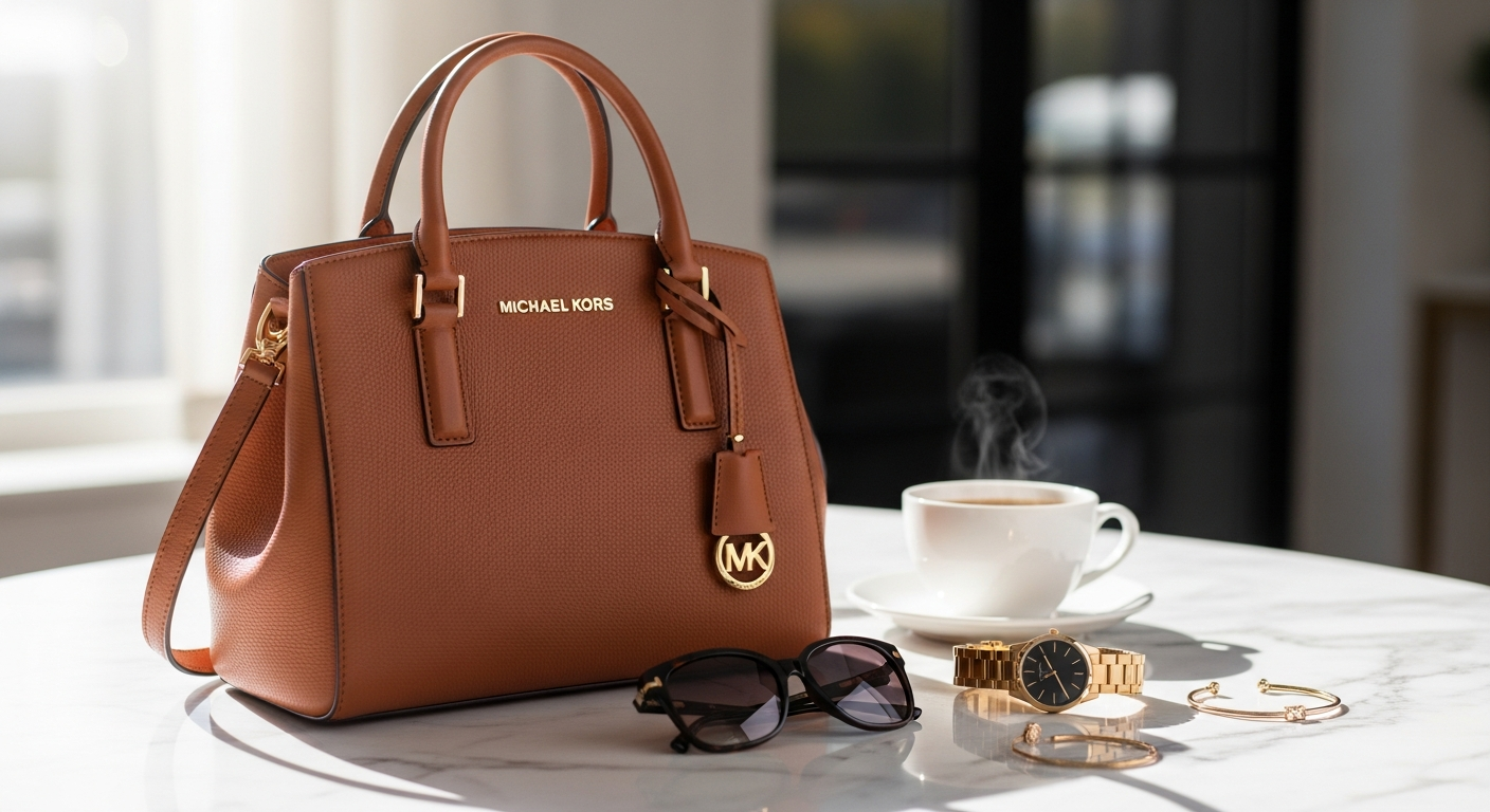 Michael Kors Laila Leather Handbag in Saffiano leather with dual handles
