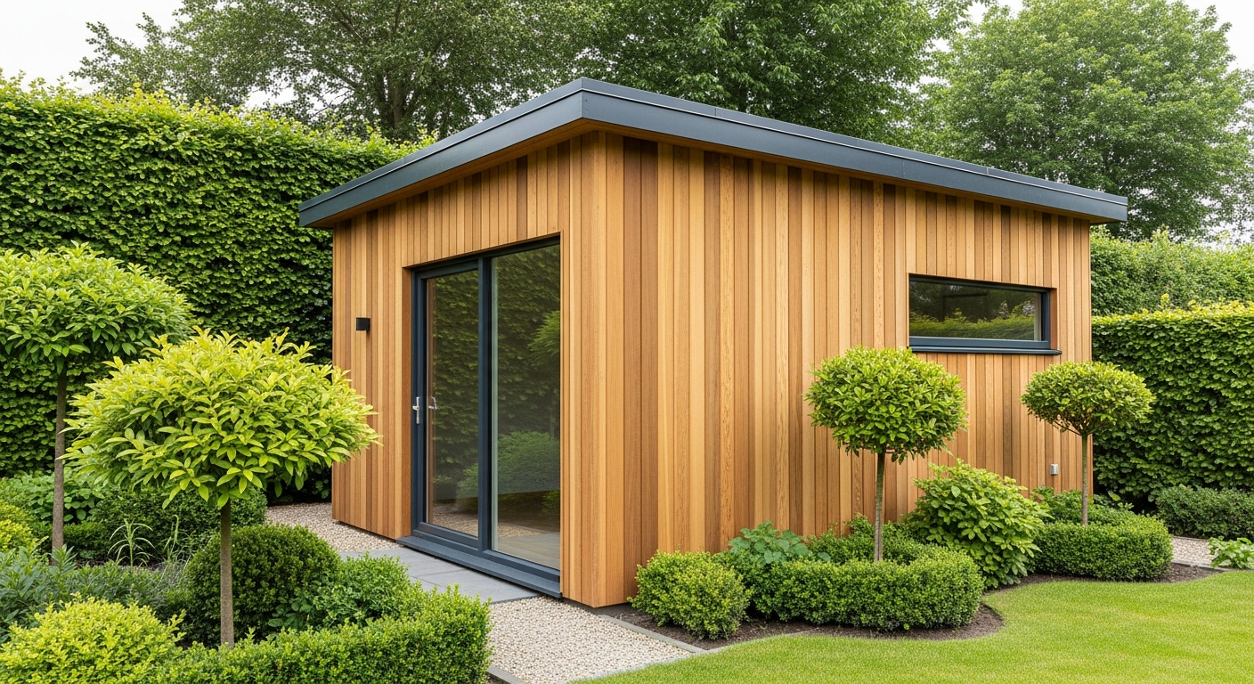 Pultdach-Gartenhaus Barbados 5x4m Nordic spruce garden house with double doors and windows