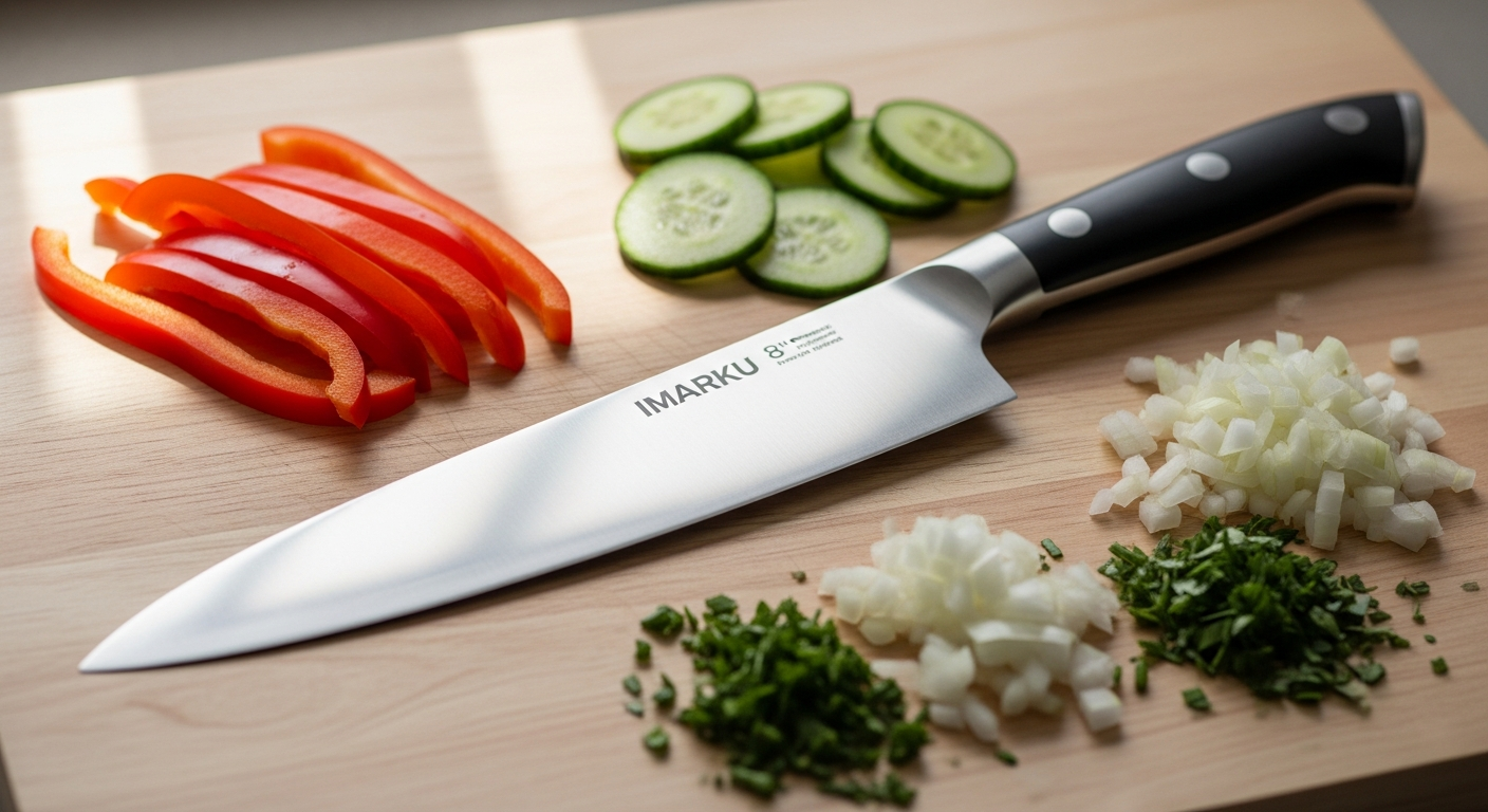 Imarku 8-inch high-carbon stainless steel chef knife with Pakkawood handle