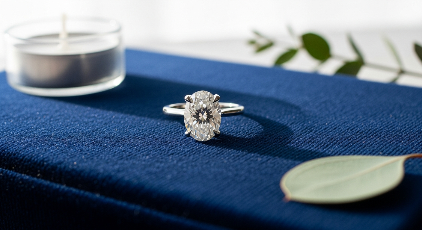 Lane Woods oval moissanite engagement ring with brilliant sparkle and elegant design
