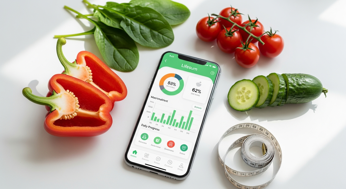 Lifesum Premium app interface showing AI-powered meal logging and personalized nutrition tracking dashboard