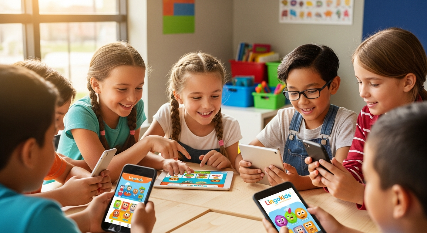 Lingokids educational learning app interface showing interactive phonics games and animated characters for struggling readers
