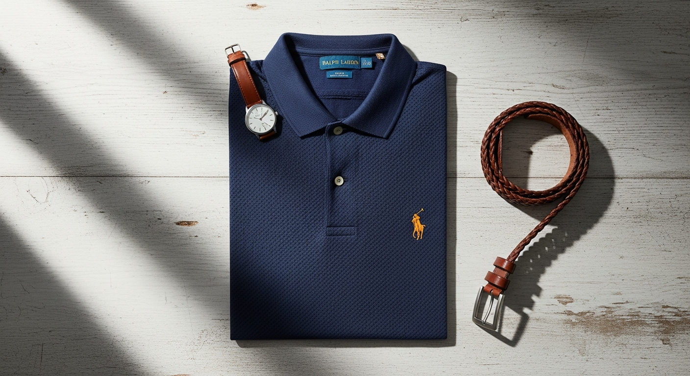 Ralph Lauren Classic Fit Mesh Polo Shirt displayed on model in neutral setting