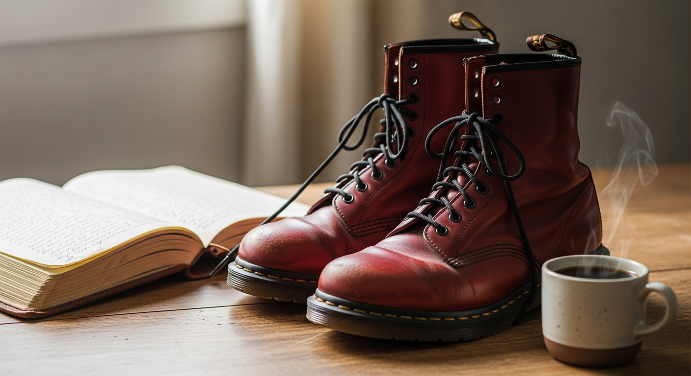 Dr. Martens Classic Leather Ankle Boots with yellow welt stitching detail