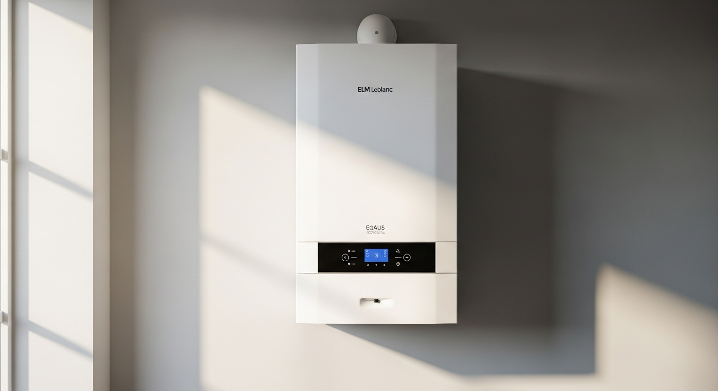 ELM Leblanc Egalis iCondens wall-mounted gas condensing boiler with wireless control display