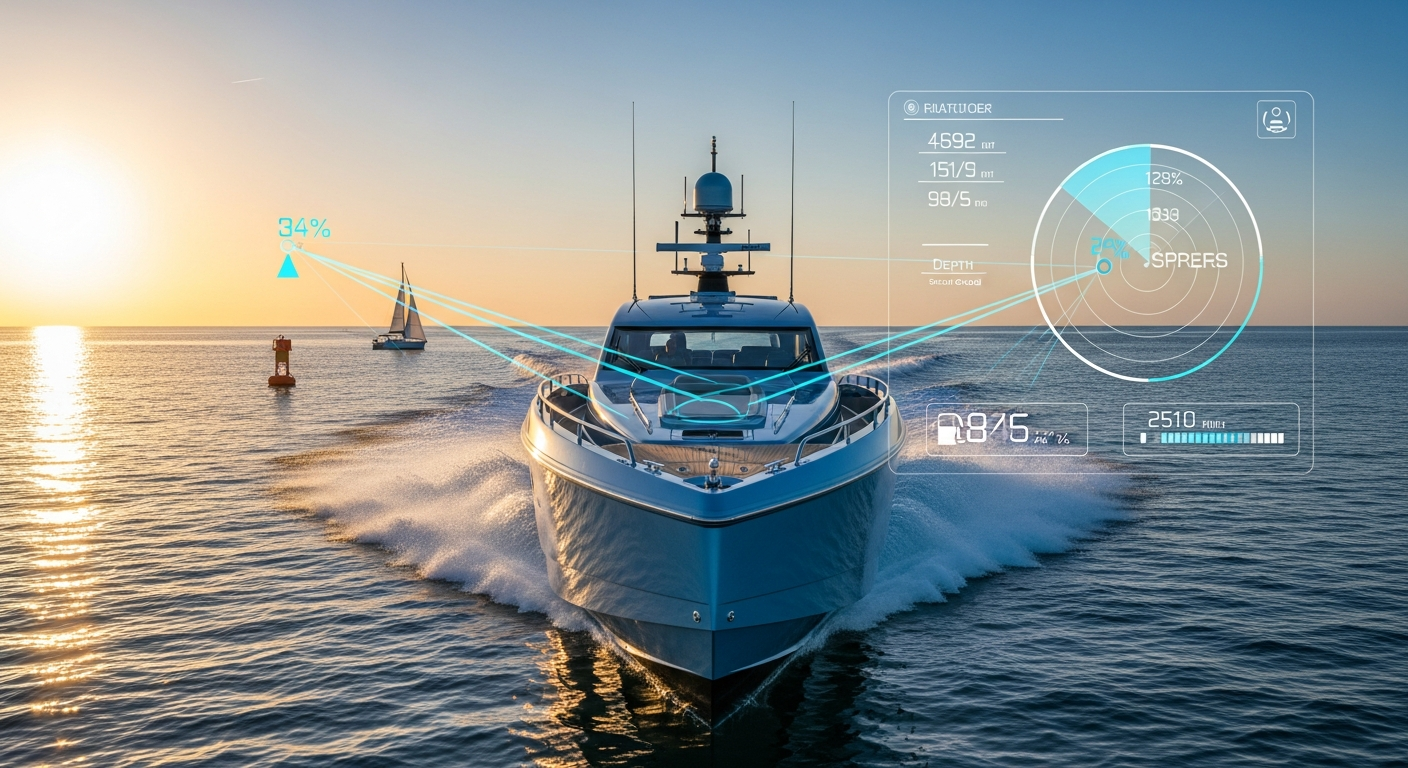AI-powered thermal imaging system detecting vessels and hazards at night on water