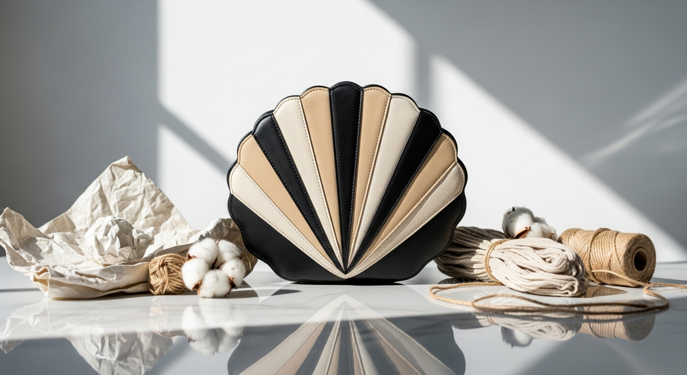 Noirgaze Scallop Bag in Italian calfskin leather displayed on neutral background