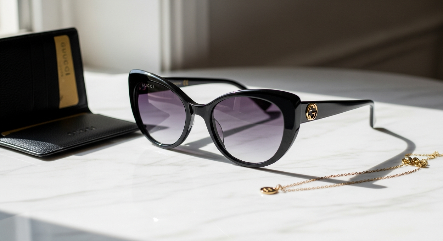 Gucci GG1680S oval cat-eye sunglasses in Havana brown with metal G Squared logo detail
