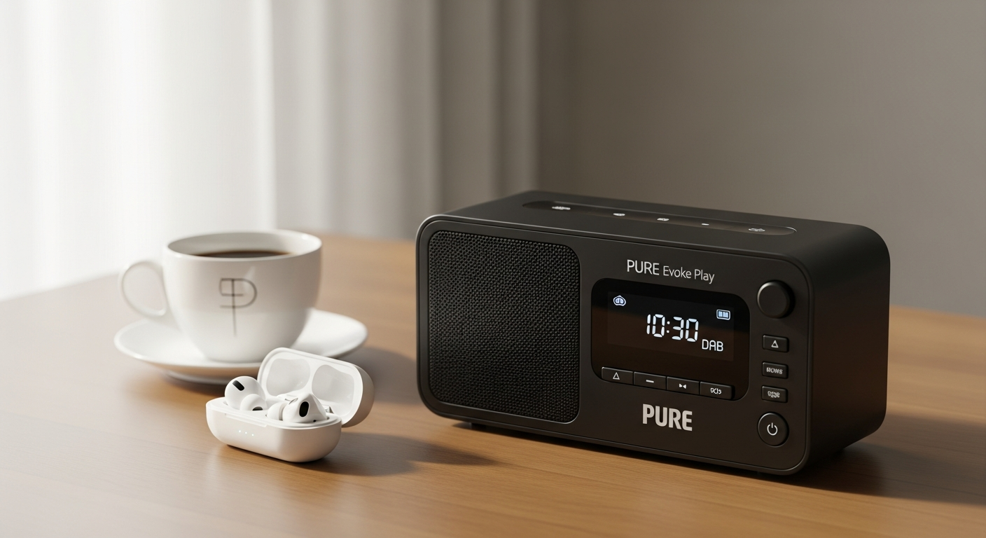 Pure Evoke Play DAB internet radio with flip-up display and carry handle