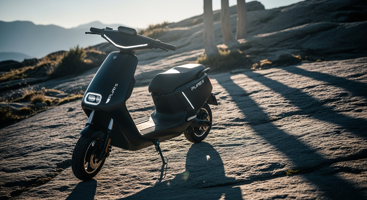 Pure Air⁵ Ultra Suspension electric scooter on rough urban street with potholes