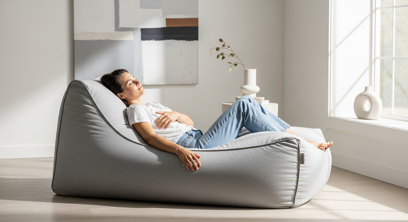 Jumbo Max XXL Komfort Sitzsack premium bean bag chair in modern living room setting