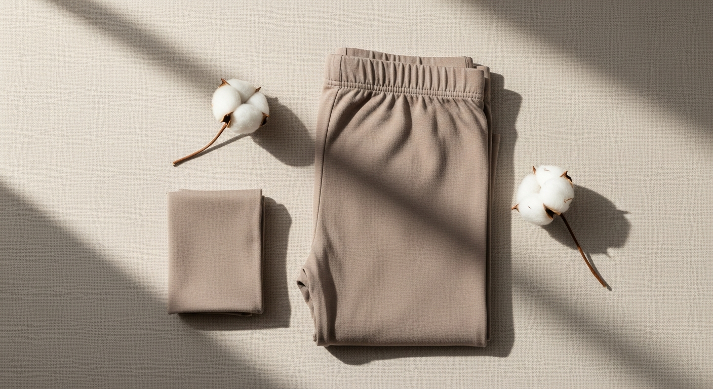 Woman wearing organic cotton leggings liner demonstrating seamless VPL-free comfort during yoga