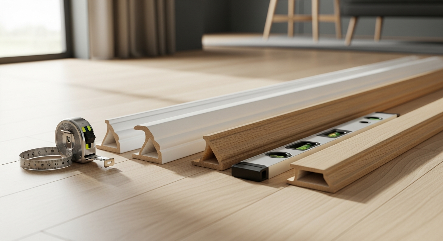 Bullnose MDF skirting board profile showing rounded pencil edge design