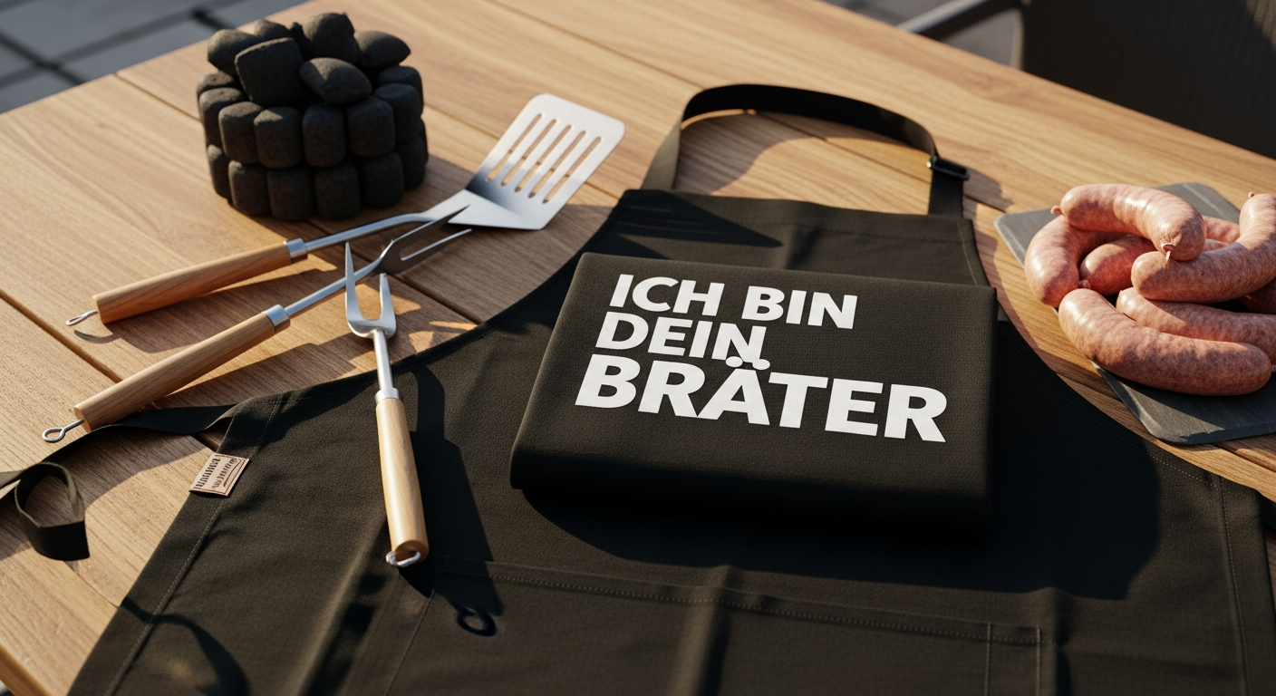 Ich bin Dein Brater Grillschürze mit witzigem Design und verstellbarem Nackenband