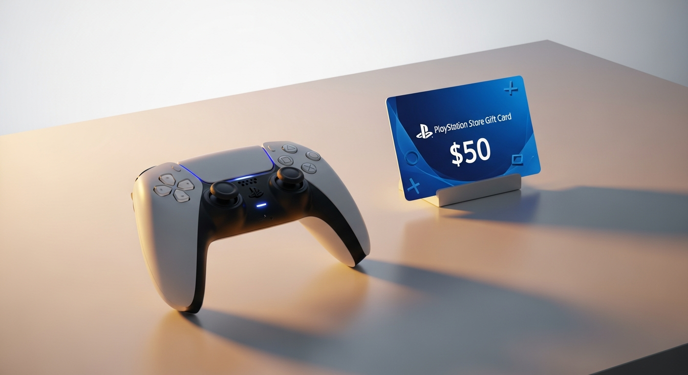 PlayStation Store gift card digital code displayed on PS5 console screen