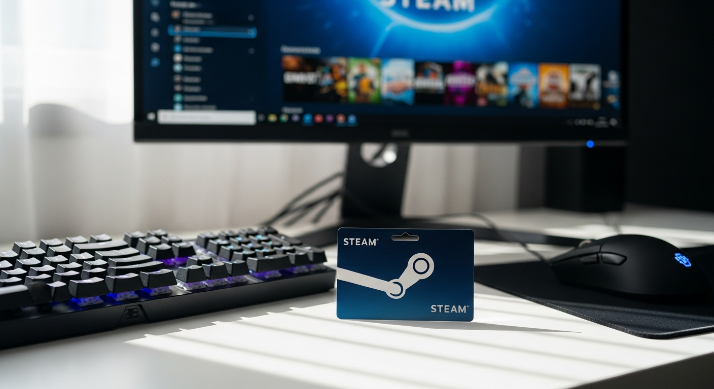 Steam Gift Card digital codes displayed on computer screen with wallet credit