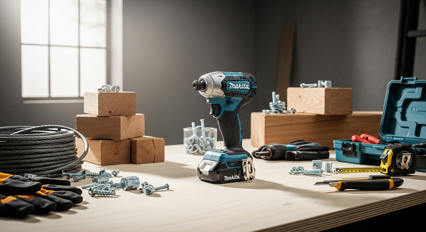Makita DTW300 cordless impact driver with 18V battery and charger kit