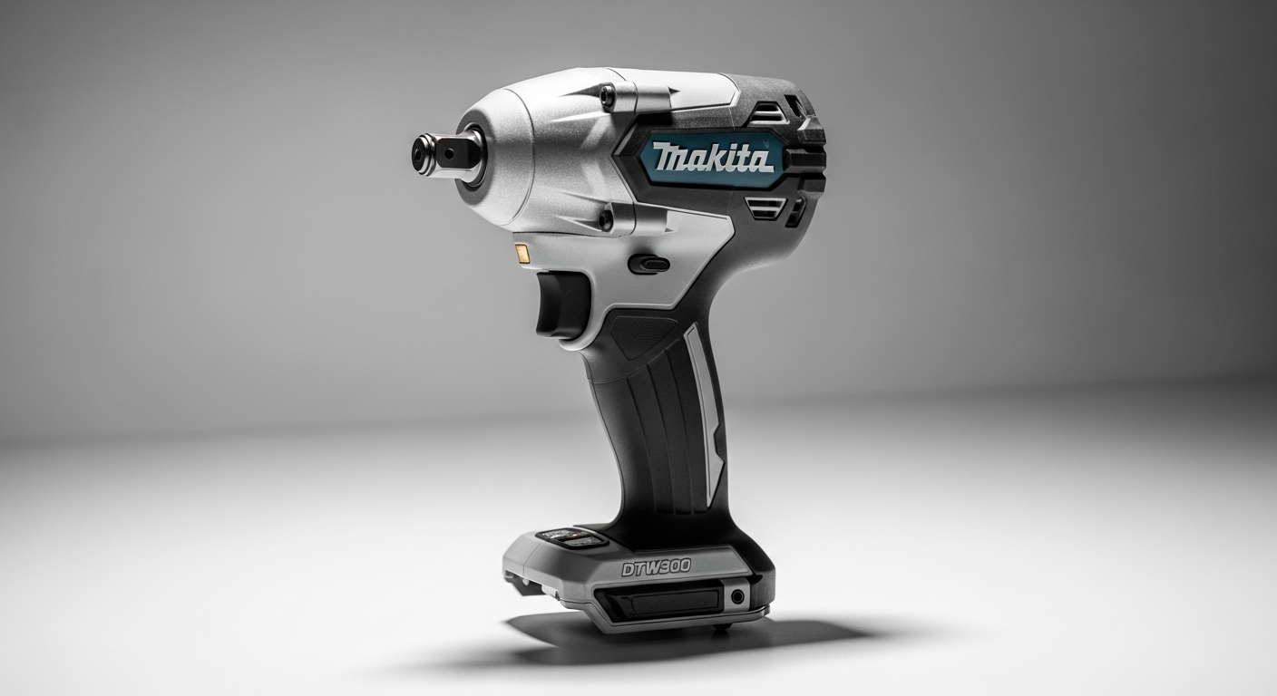 Makita DTW300 cordless impact wrench with 18V battery and compact brushless motor design